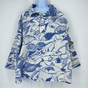 Vintage Marushka Grand Haven Michigan Fish Sweatshirt Large XL Blue White 90s